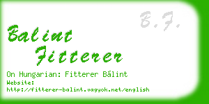 balint fitterer business card